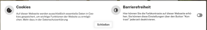 Cookie Hinweis auf der Homepage