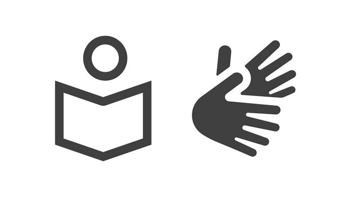 Logo Leichte Sprache und Gebärdensprache